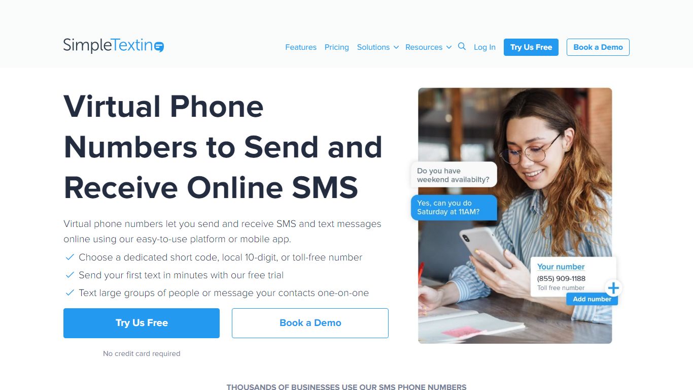 Virtual Phone Numbers - Online SMS Number for Texts | SimpleTexting